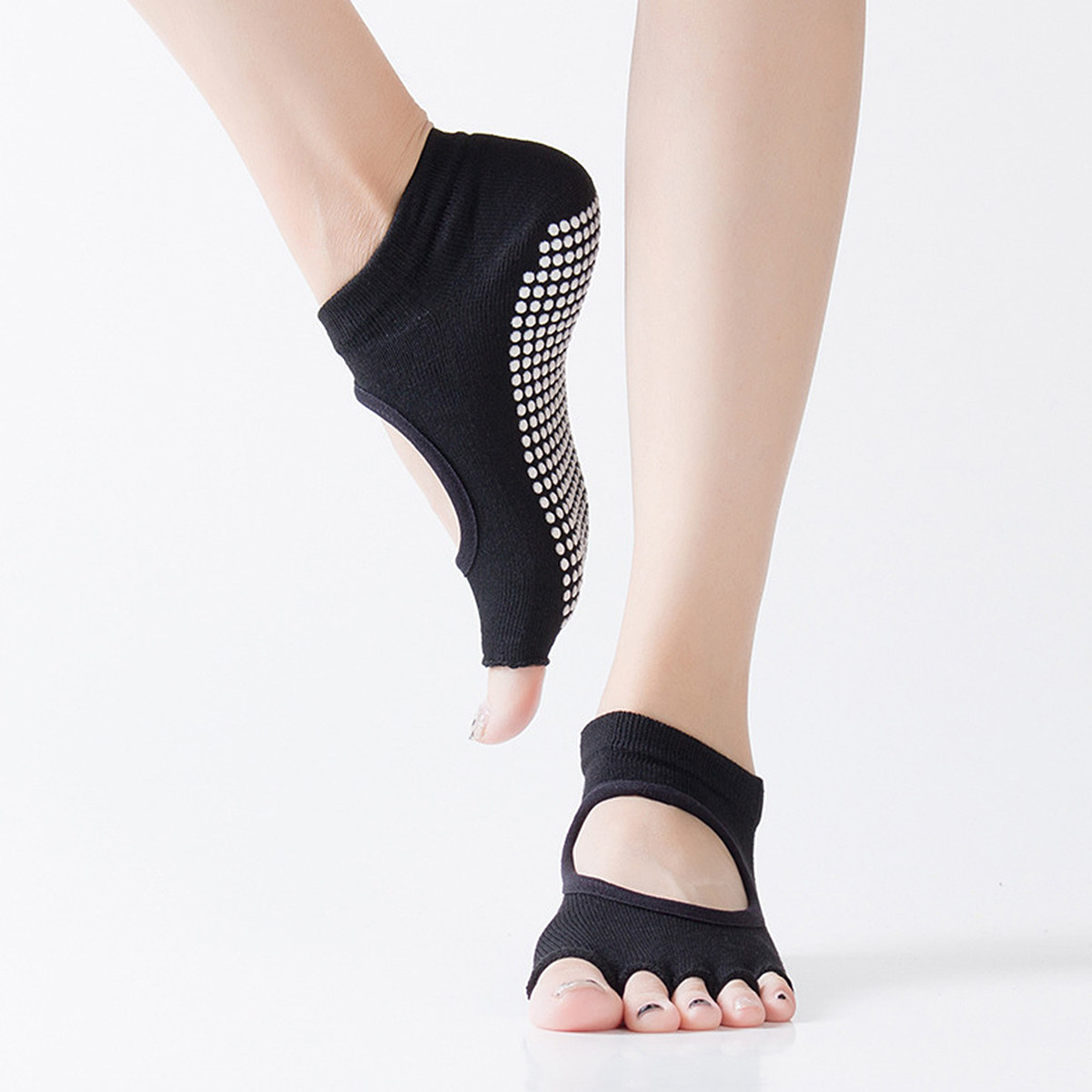 Yoga Fitness Exercises - Women Five Toe Yoga Socks Non