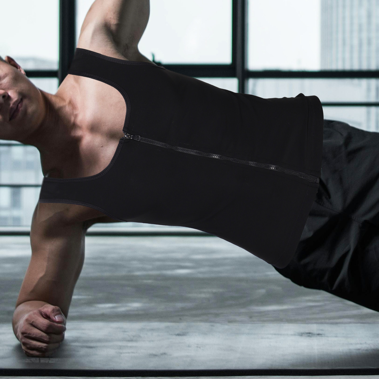 Yoga Fitness For Men - Men Compression Sweat Vest Zip Up