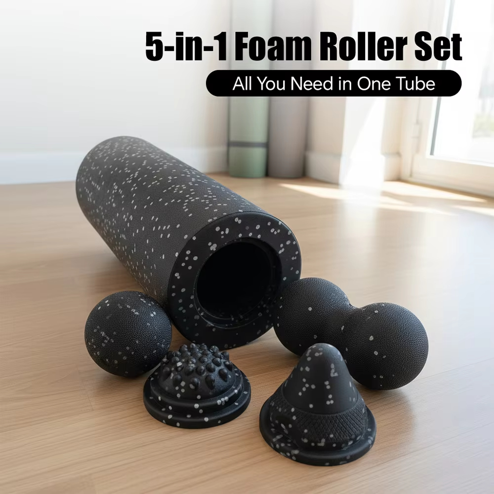 Yoga Fitness Roller - 5-in-1 Fascia Roller Set Muscle Recovery