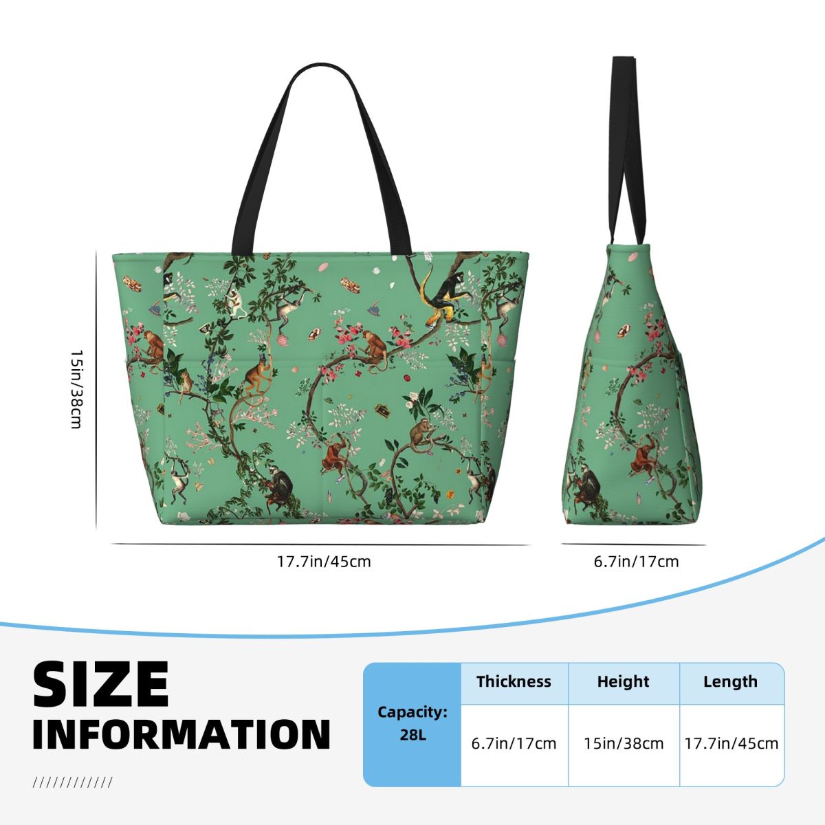 Monkey World Green Beach Tote  - Yoga Fitness World ulasan dan harga