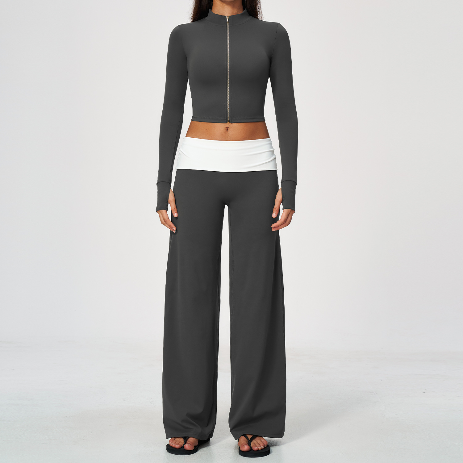 Zip Jacket Wide Leg Pants 2 Pi - Yoga For Fitness ulasan dan harga
