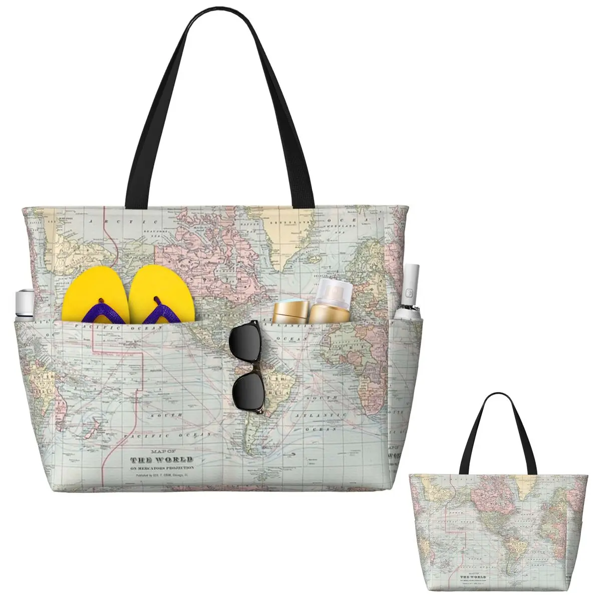 Vintage World Map 1901 Beach T - Yoga Fitness World ulasan dan harga