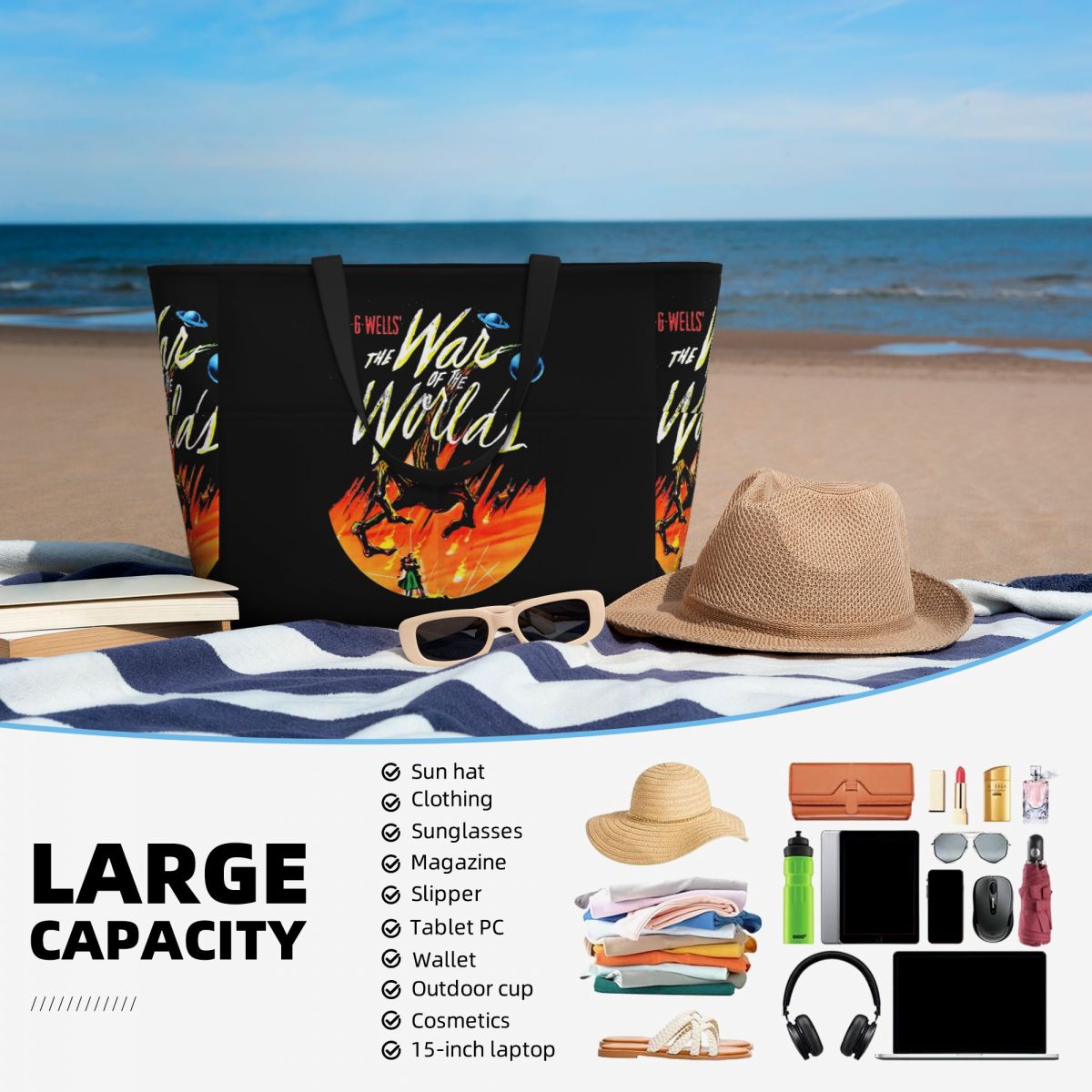 War Of The Worlds Beach Tote B - Yoga Fitness World ulasan dan harga