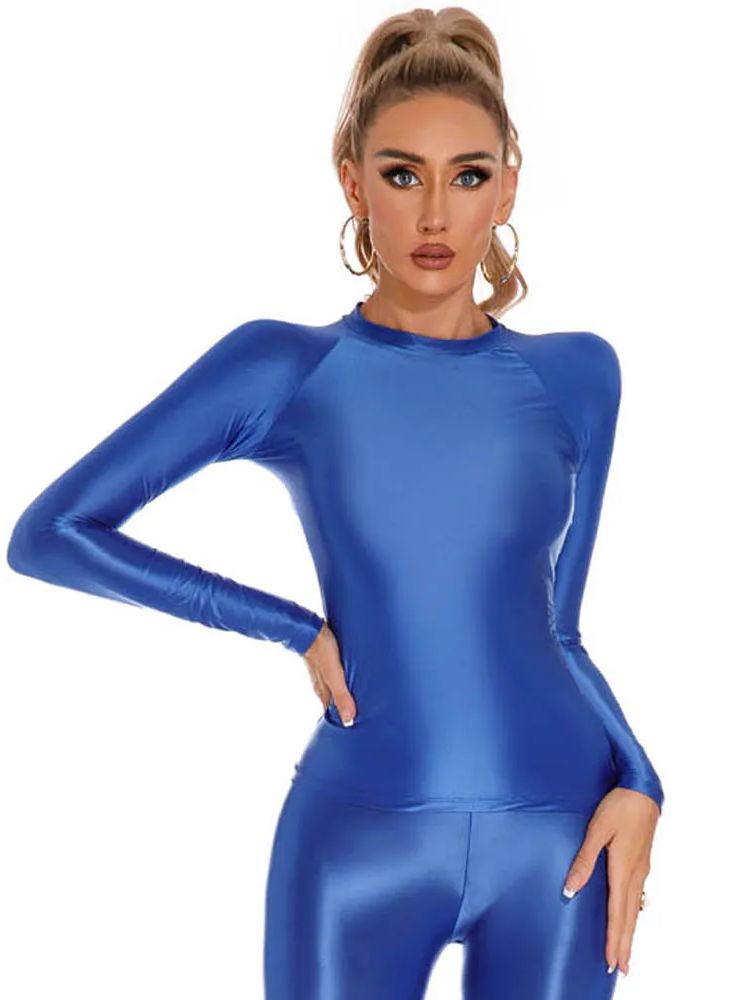 Glossy Shiny Elasitc Long Slee - Yoga Fitness Fit Club ulasan dan harga