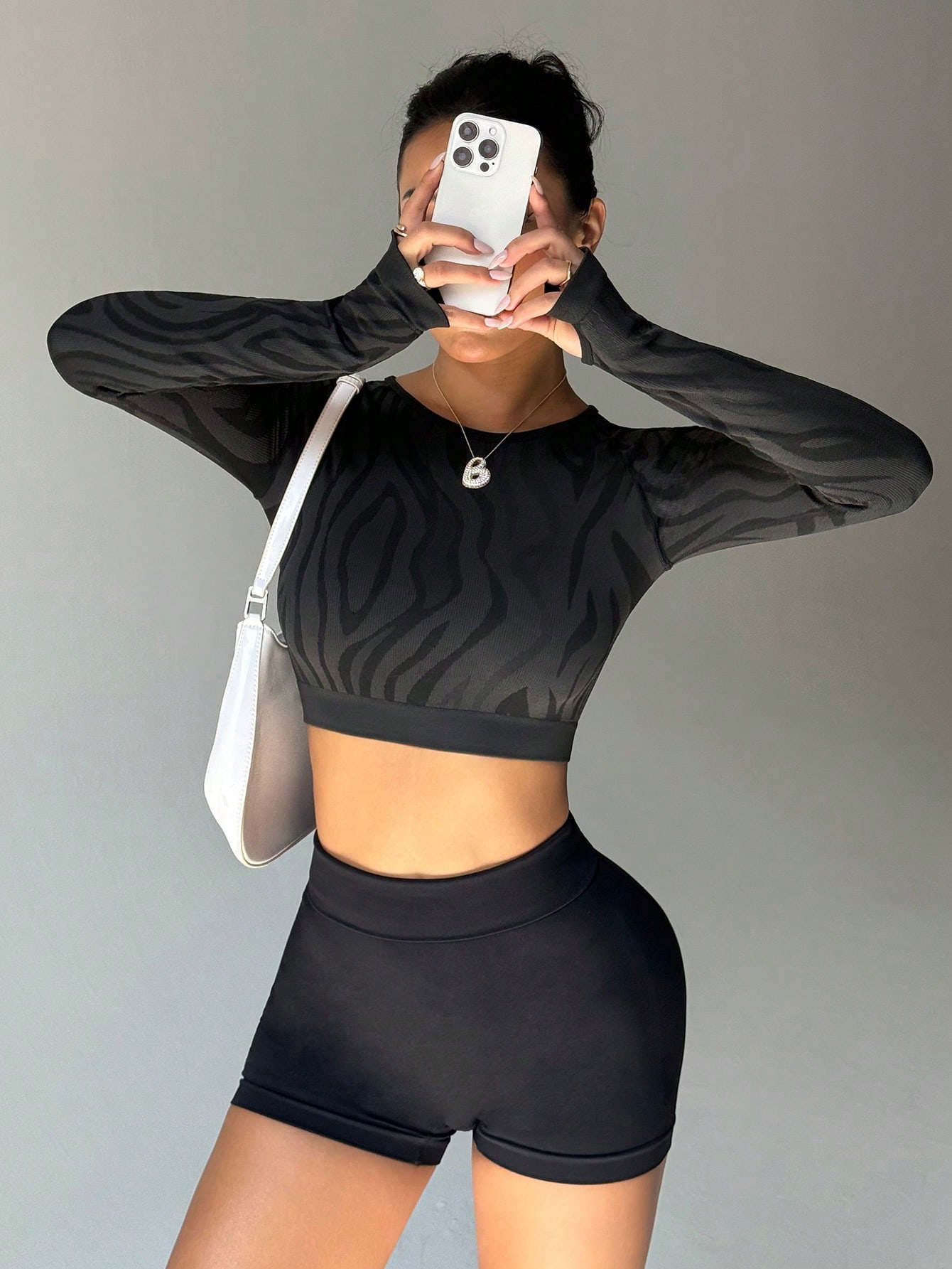 Women Zebra Print Long Sleeve  - Yoga Fitness Fit Club ulasan dan harga