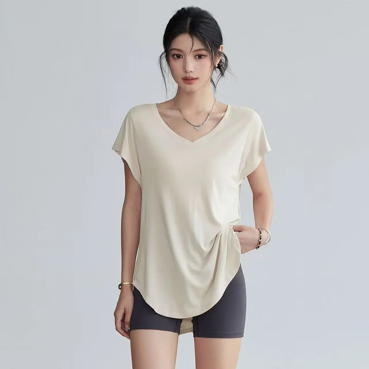 Women's Slimming Round Neck Yo - Yoga Fitness Exercises ulasan dan harga