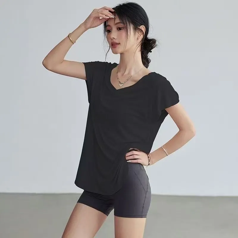 Women's Slimming Round Neck Yo - Yoga Fitness Exercises ulasan dan harga