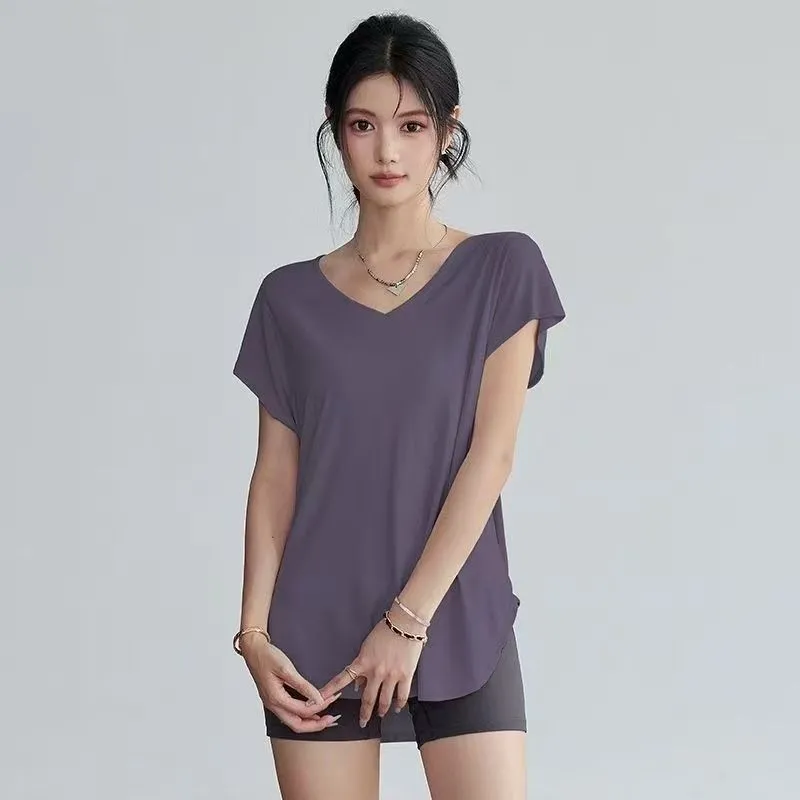 Women's Slimming Round Neck Yo - Yoga Fitness Exercises ulasan dan harga